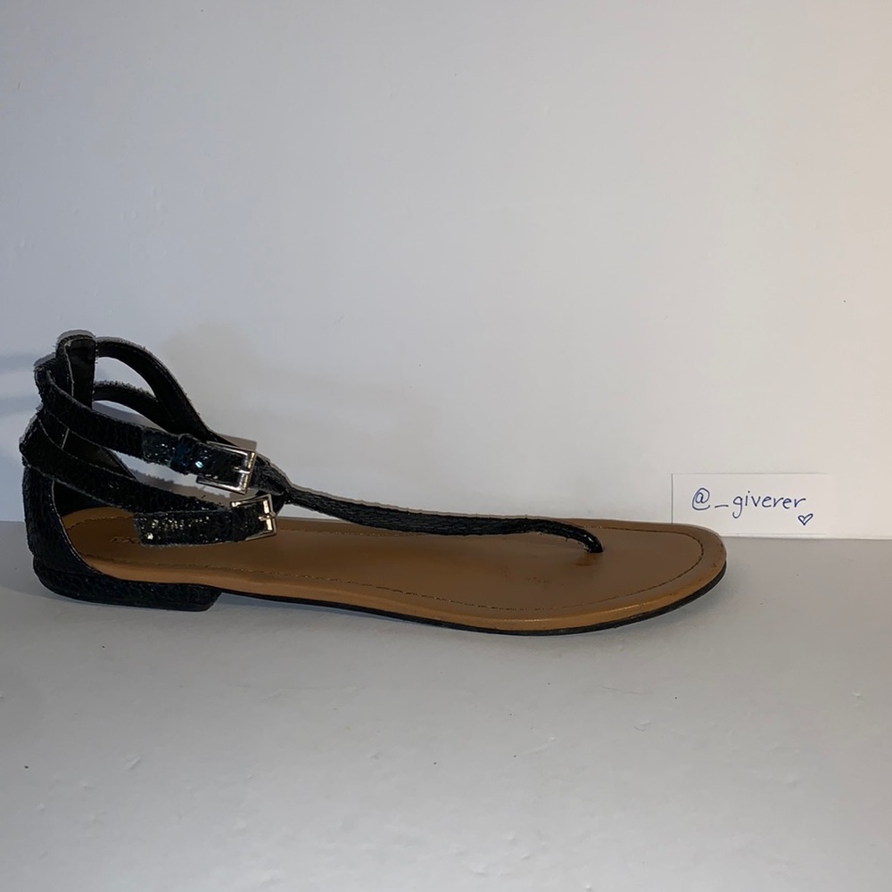 8 Black Express Double Strap Python Sandals - image 5